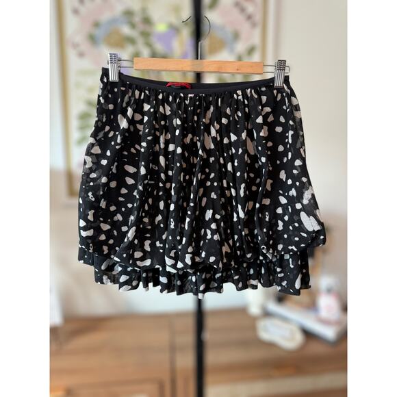 Vivienne Tam Polka Dot Tiered Mini Skirt Whimsygoth Black White Womens Medium - Picture 1 of 9